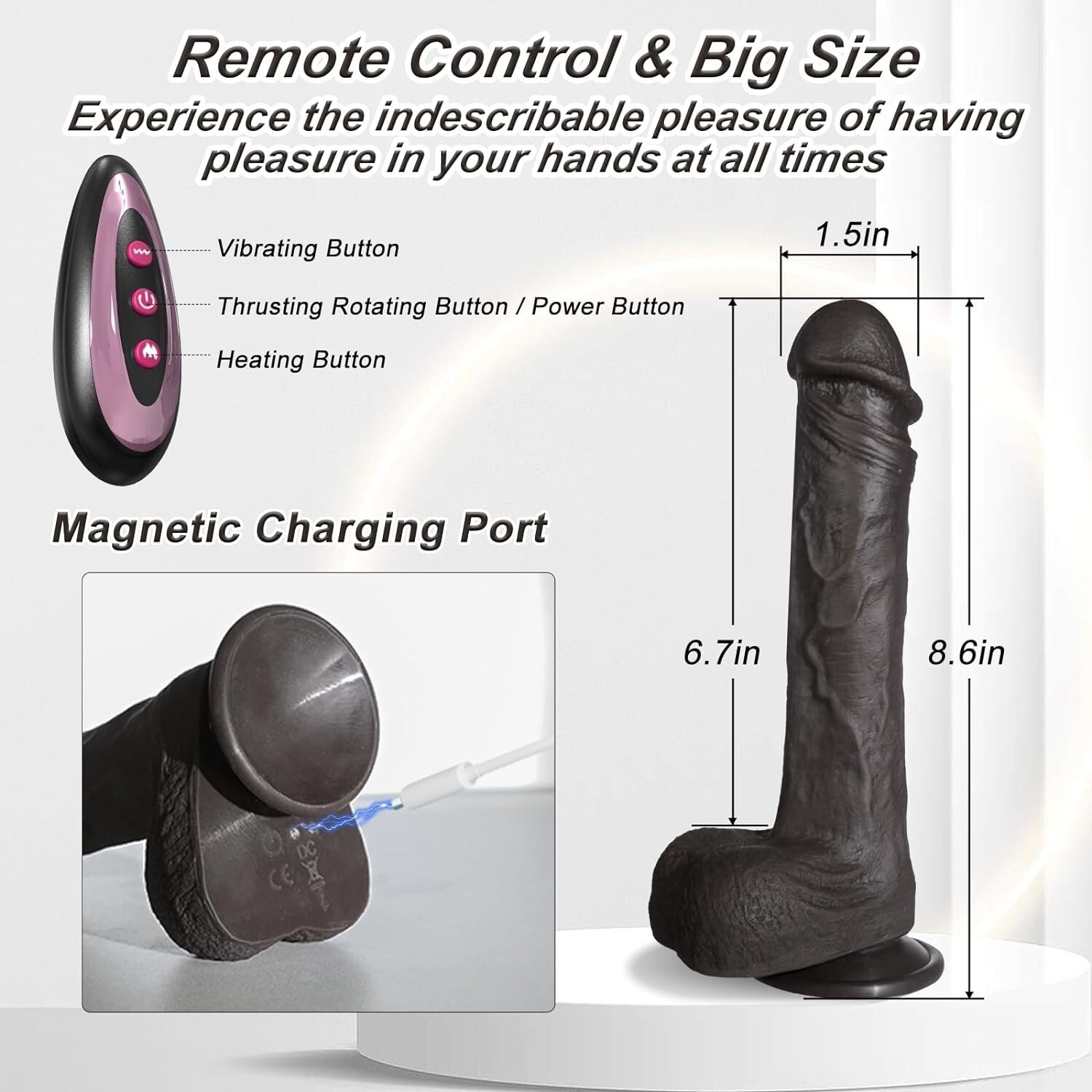 Dildo Dong Realistic Heat Vibrator Penis Viginal Anal Suction Cup Adult Sex Toy - Image 2