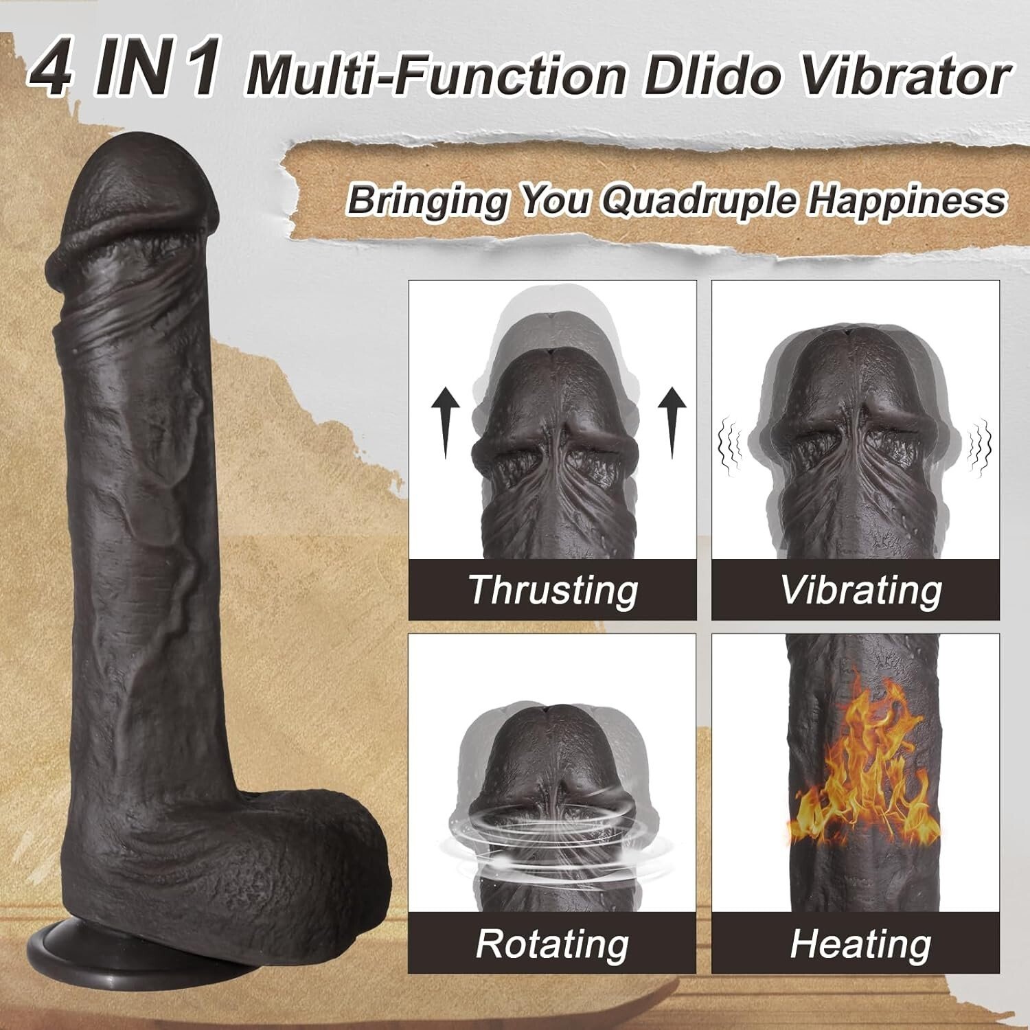 Dildo Dong Realistic Heat Vibrator Penis Viginal Anal Suction Cup Adult Sex Toy - Image 7
