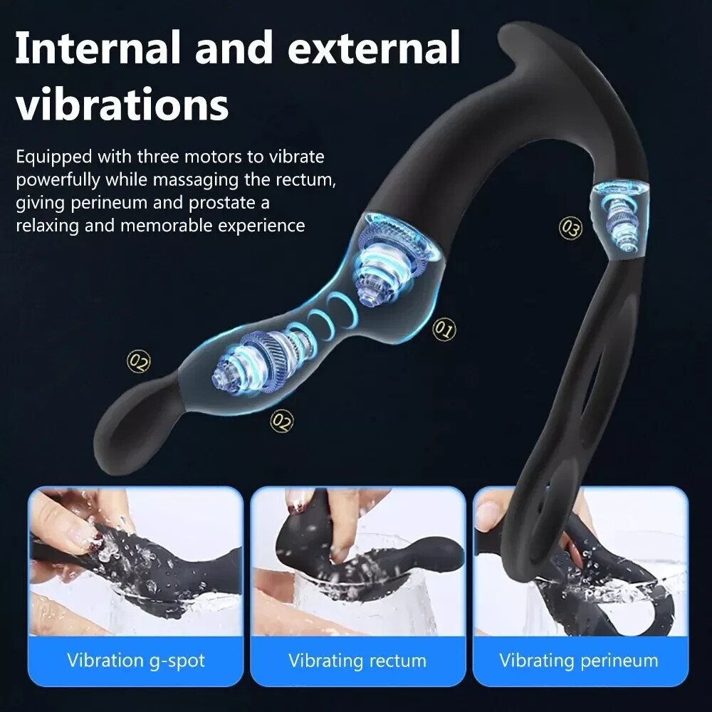 Penis Ring Anal Bead Butt Plug Vaginal Vibrator Prostate Massager Remote Sex Toy - Image 5