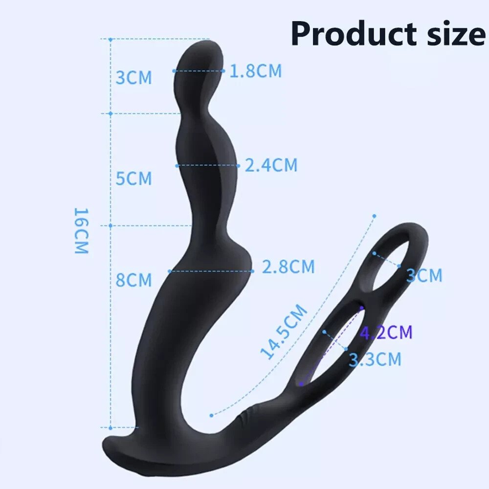 Penis Ring Anal Bead Butt Plug Vaginal Vibrator Prostate Massager Remote Sex Toy - Image 7
