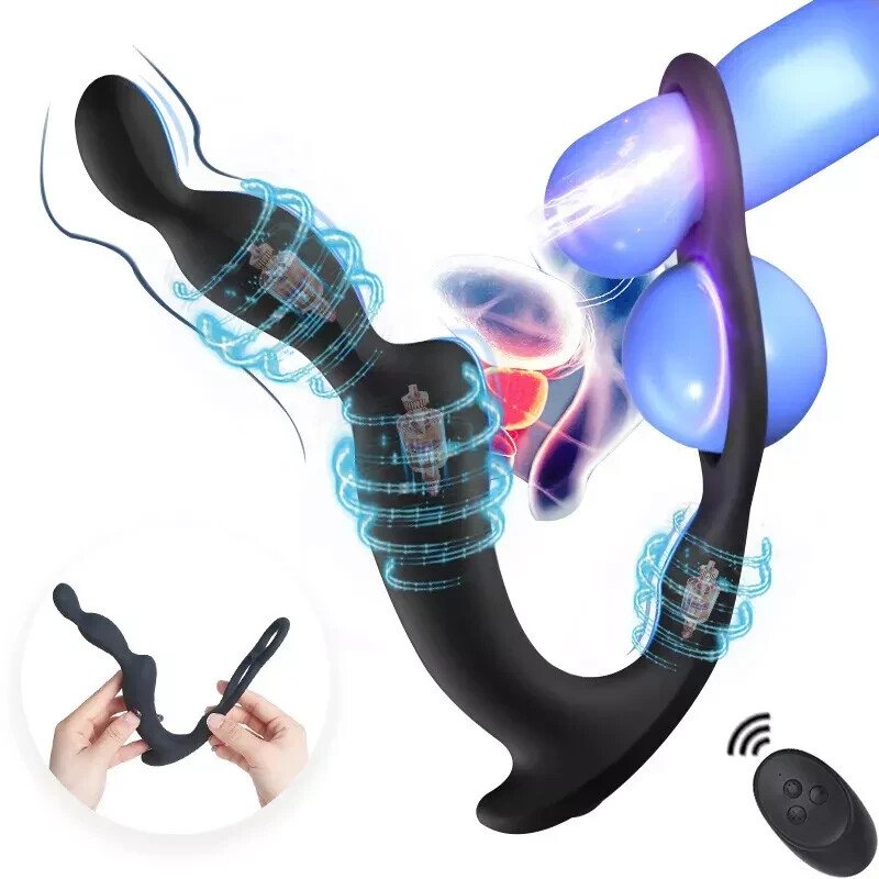 Penis Ring Anal Bead Butt Plug Vaginal Vibrator Prostate Massager Remote Sex Toy - Image 10