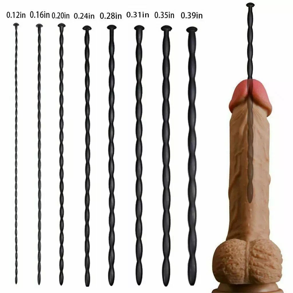 Male Long Silicone Sounding Trainer Plug Urethral Stretcher Dilator Enhancer AU - Image 7