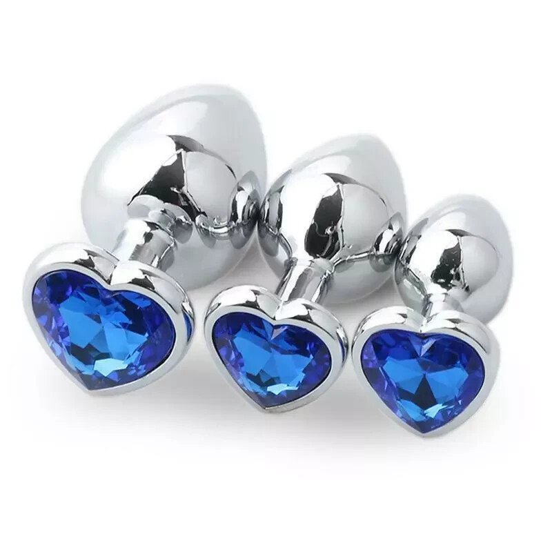 BDSM Metal Anal Plug Butt Plug Heart Crystal Jewelled Wearable Unisex Sex Toy - Image 5