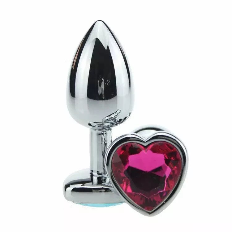 BDSM Metal Anal Plug Butt Plug Heart Crystal Jewelled Wearable Unisex Sex Toy - Image 10