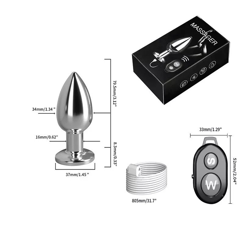 Vibrating Anal Vibrator Butt Plug Remote Control Prostate Massager Metal Sex Toy