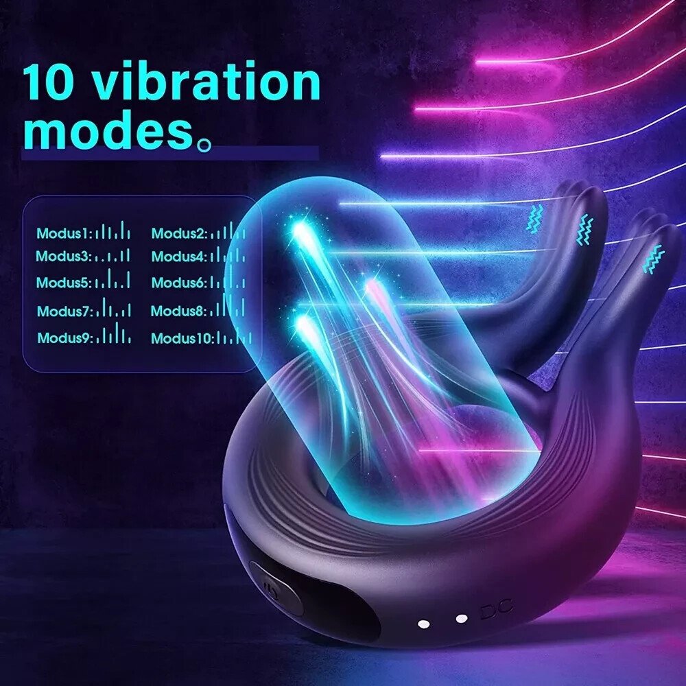Vibrating Cock Ring Penis Vibrator G-Spot Clit Massager Couple Delay Men Sex Toy