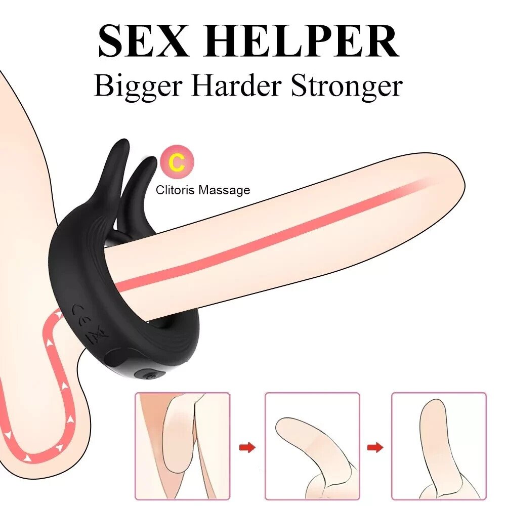 Vibrating Cock Ring Penis Vibrator G-Spot Clit Massager Couple Delay Men Sex Toy
