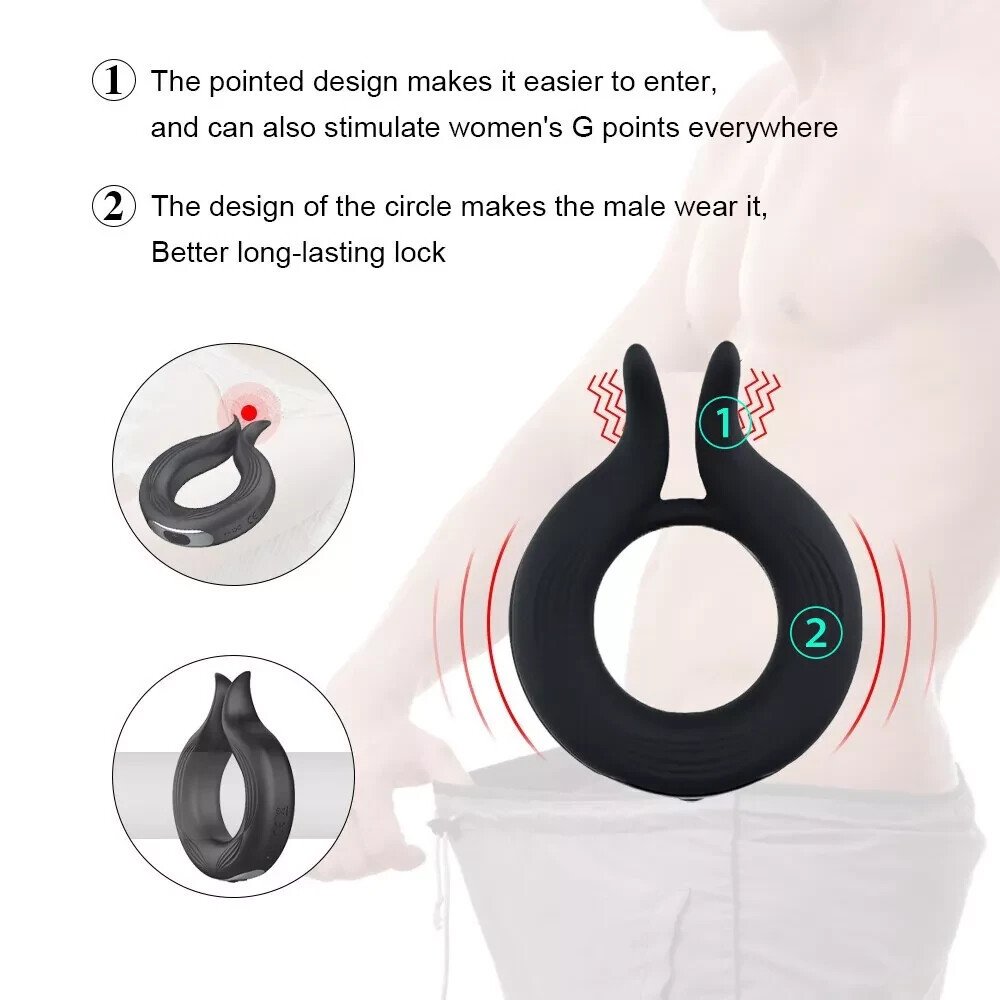 Vibrating Cock Ring Penis Vibrator G-Spot Clit Massager Couple Delay Men Sex Toy